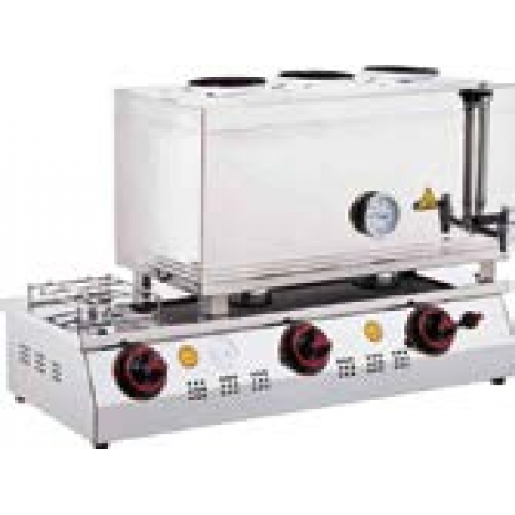 Gazlı Kapaklı Çay Ocağı 60'Lık 3 Demlikli/3 Pot 85x32x49